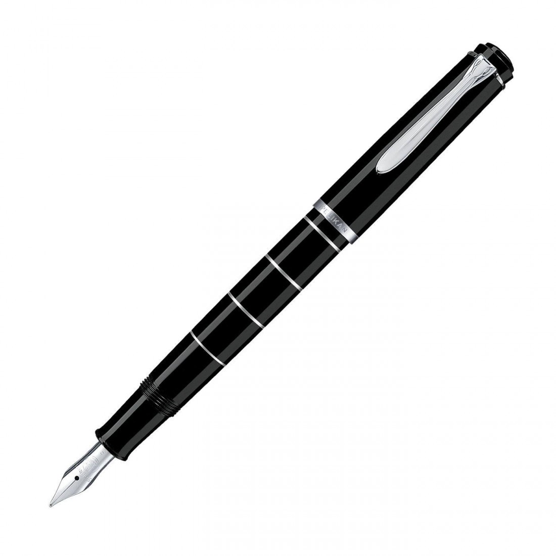 Pelikan M215 black, with silver rings, fountain pen