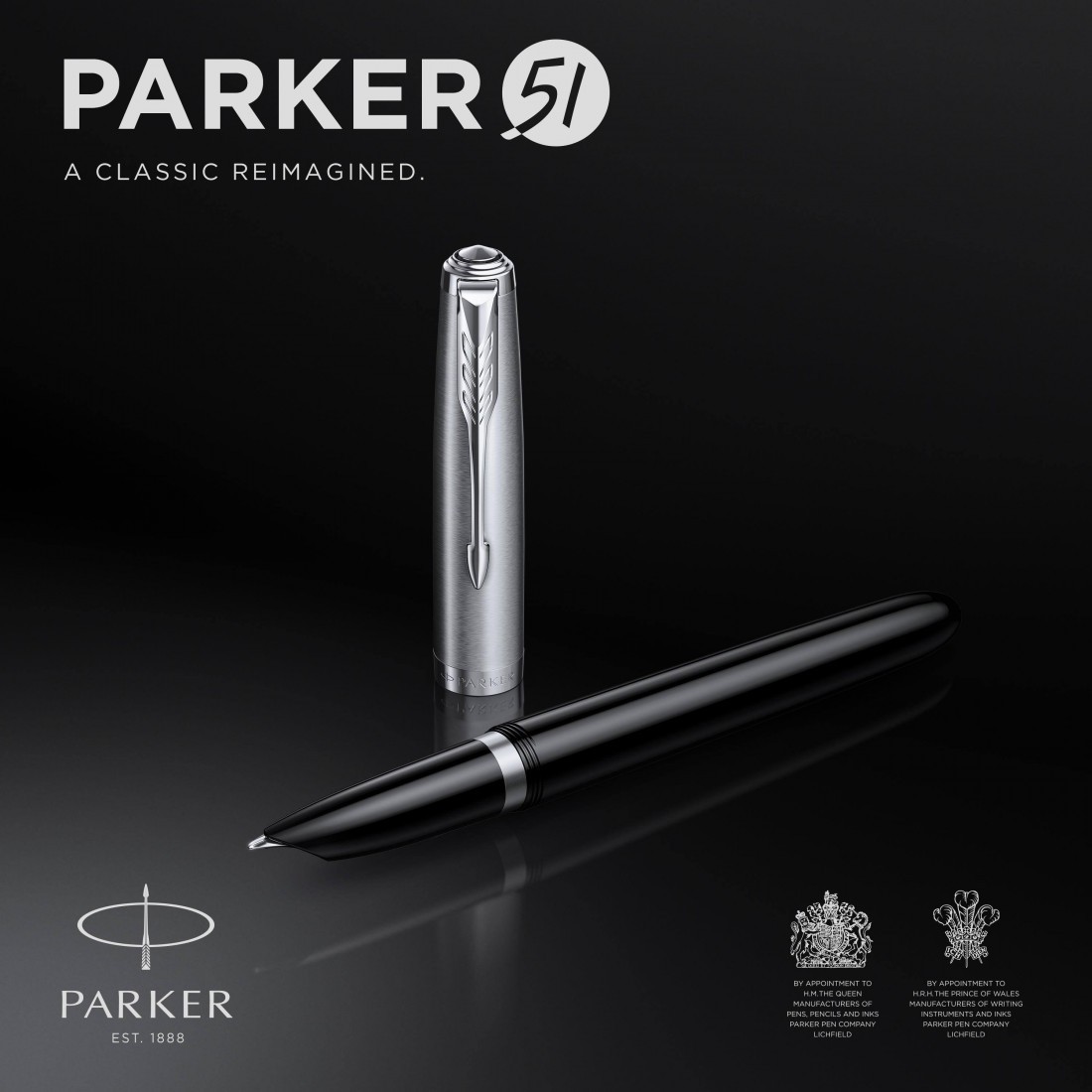 PARKER 51 BLACK RESIN CHROME TRIM FOUNTAIN PEN STEEL NIB