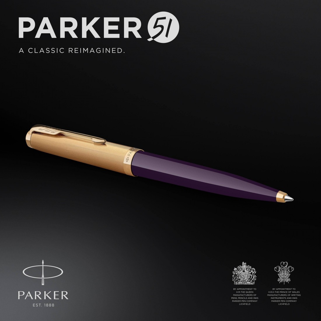 PARKER 51 DELUXE PLUM RESIN GOLD TRIM BALLPOINT PEN