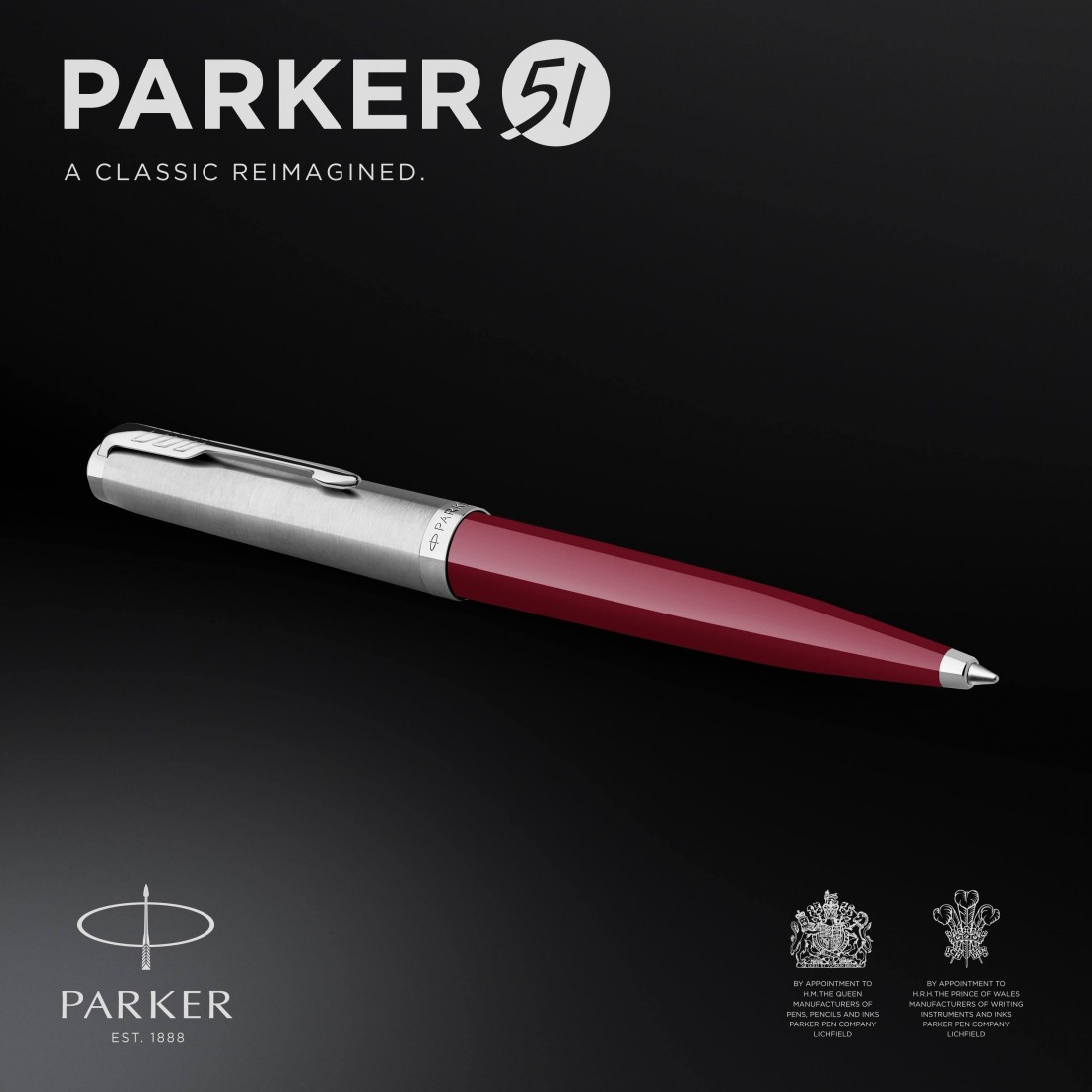 PARKER 51 BURGUNDY RESIN CHROME TRIM BALLPOINT PEN