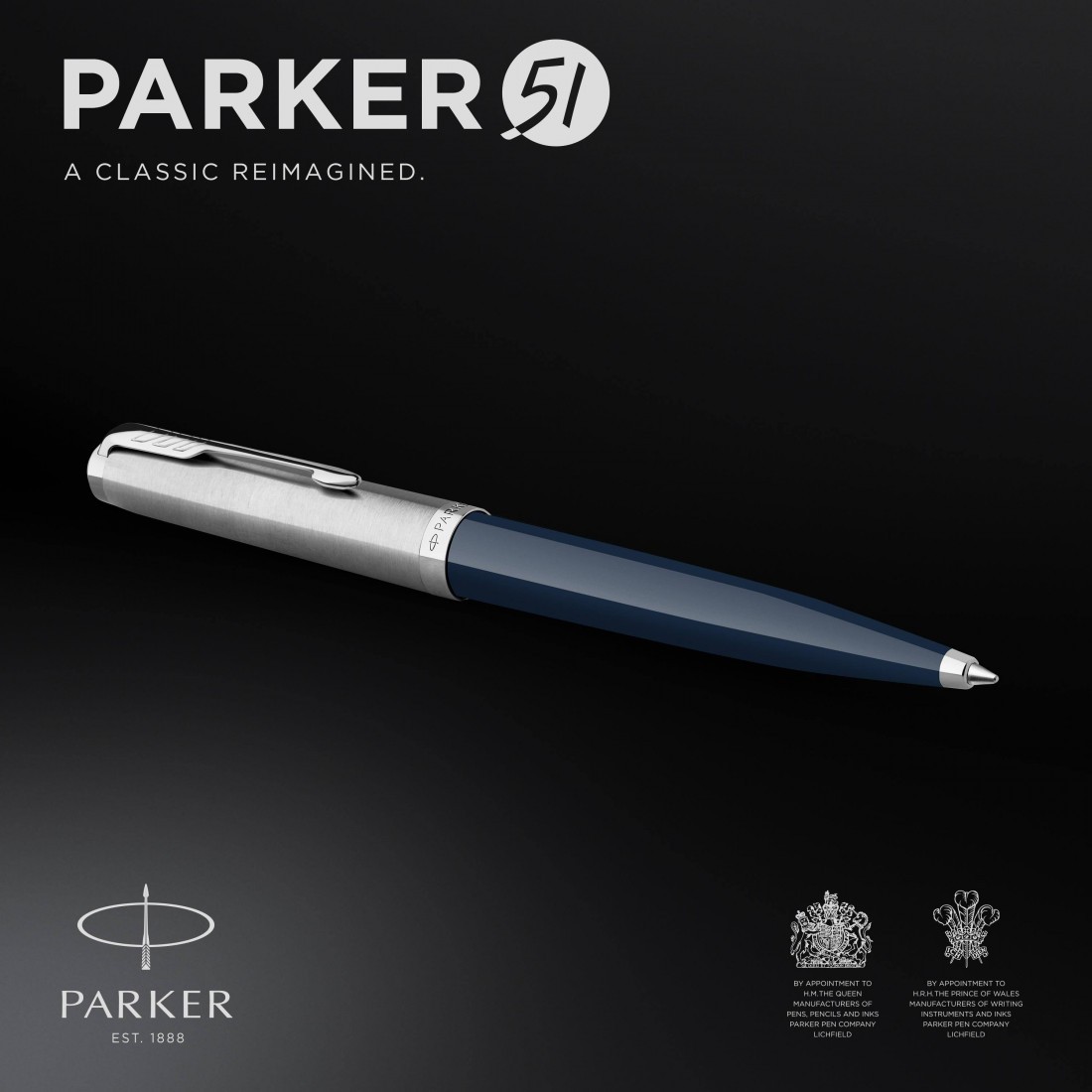 PARKER 51 MIDNIGHT BLUE RESIN CHROME TRIM BALLPOINT PEN