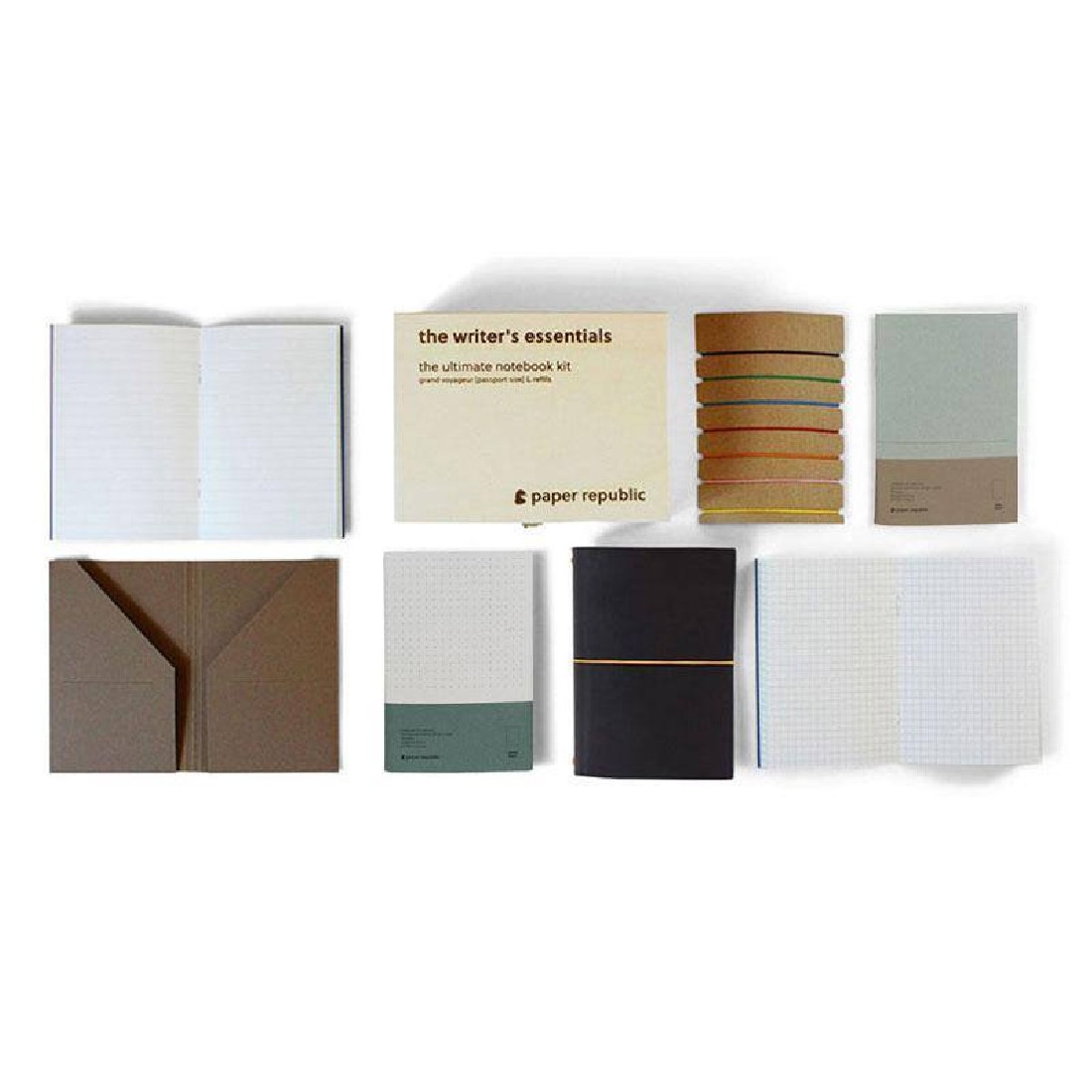 Paper Republic the writers  essentials [xl] black leather journal  kit