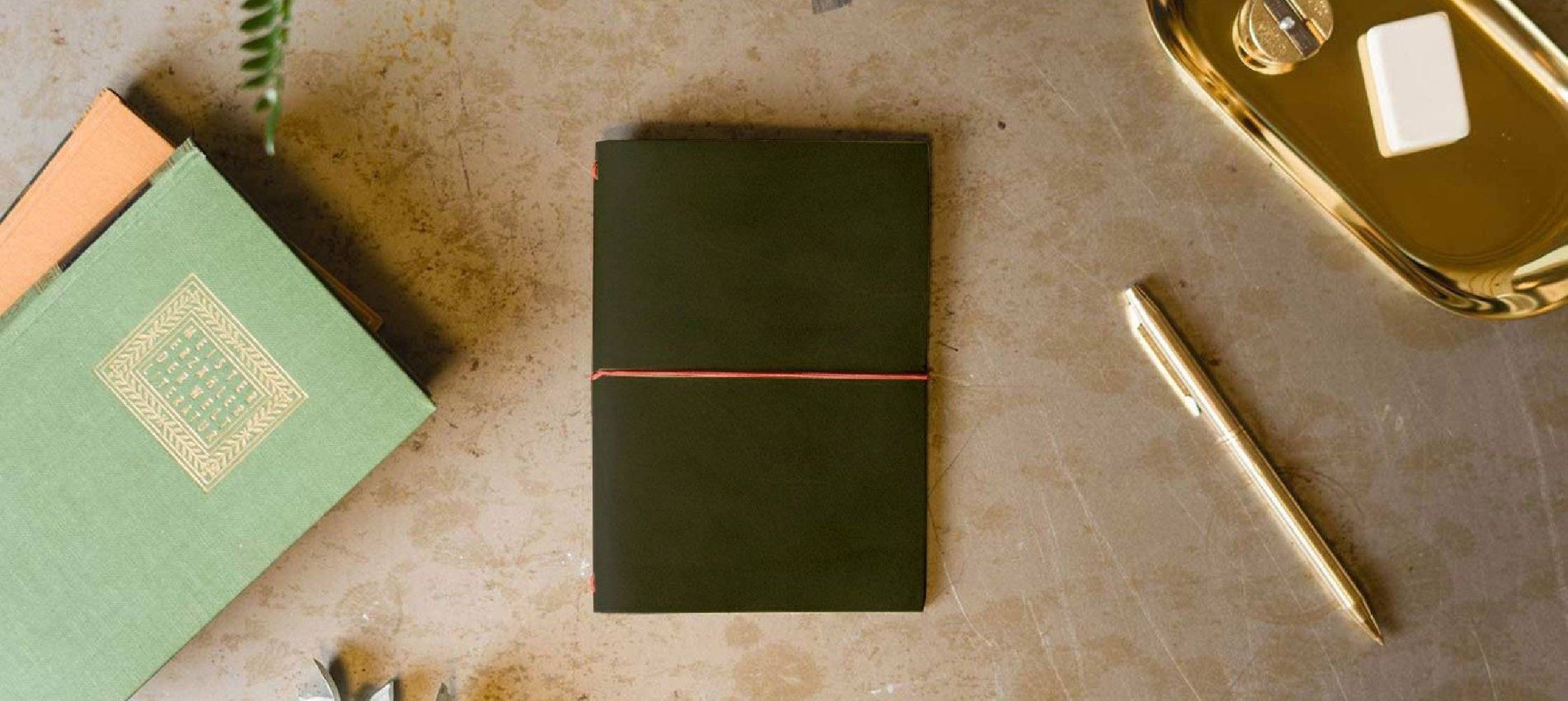 Paper Republic the writers essentials pocket olive green leather journal kit