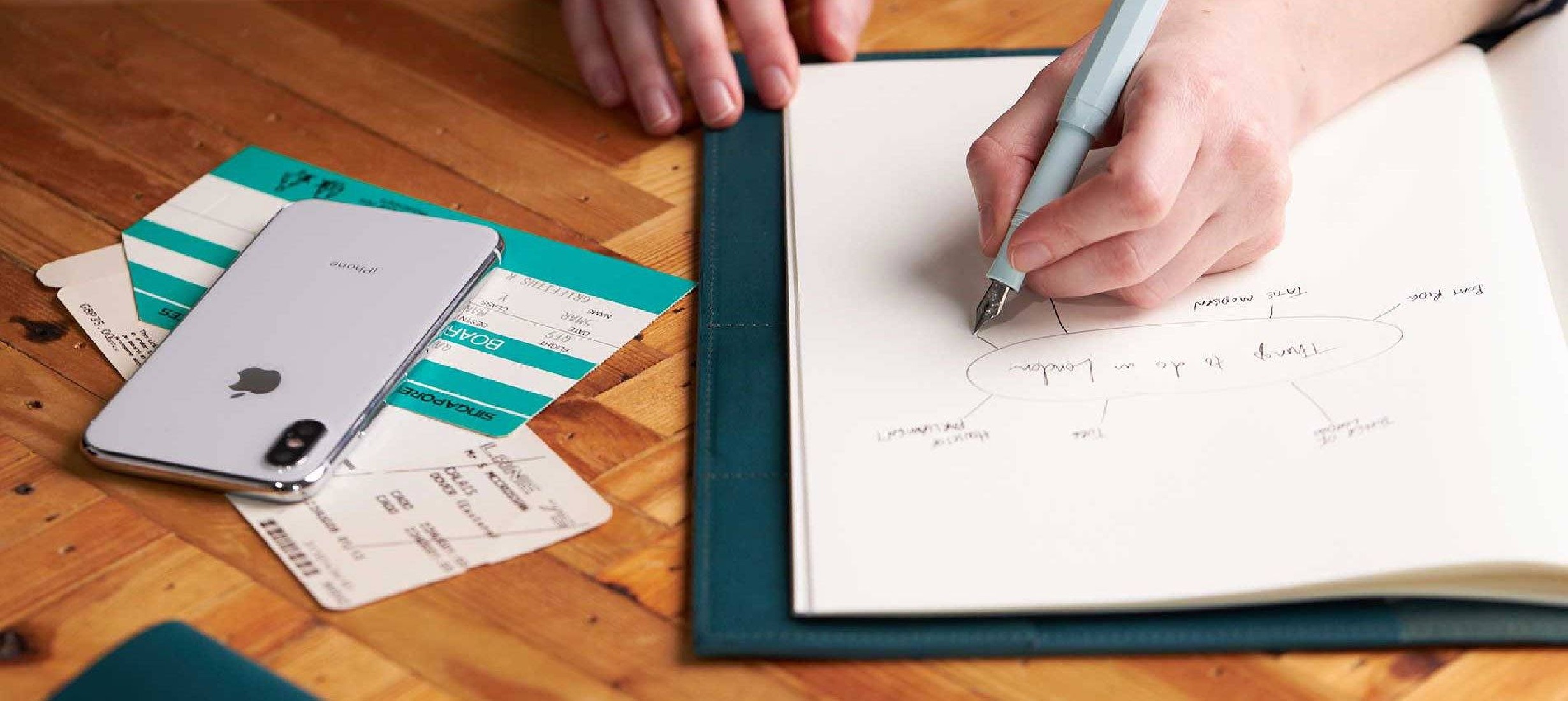 Paper Republic grand voyageur [xl] blue petrol leather journal