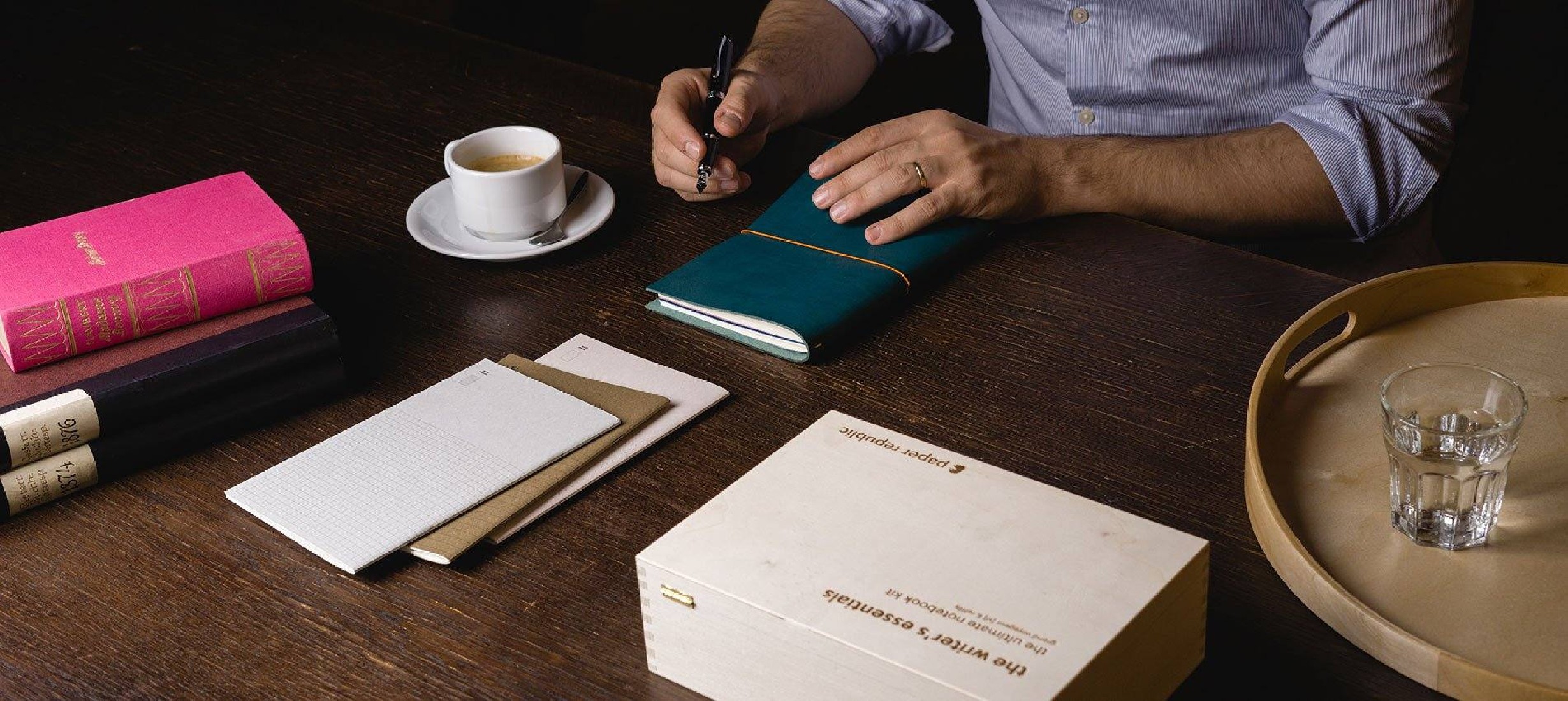 Paper Republic the writers essentials [xl] | cognac leather journal kit