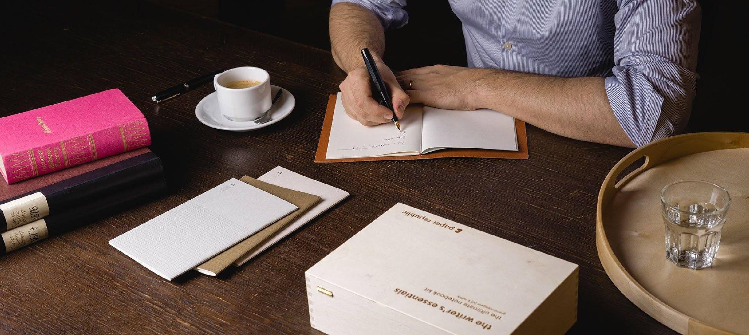 Paper Republic the writers essentials [xl] | cognac leather journal kit