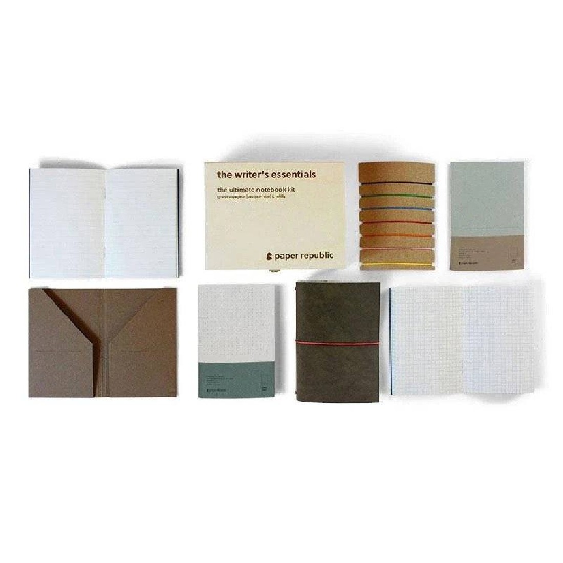 Paper Republic the writers essentials [xl] olive green leather journal kit