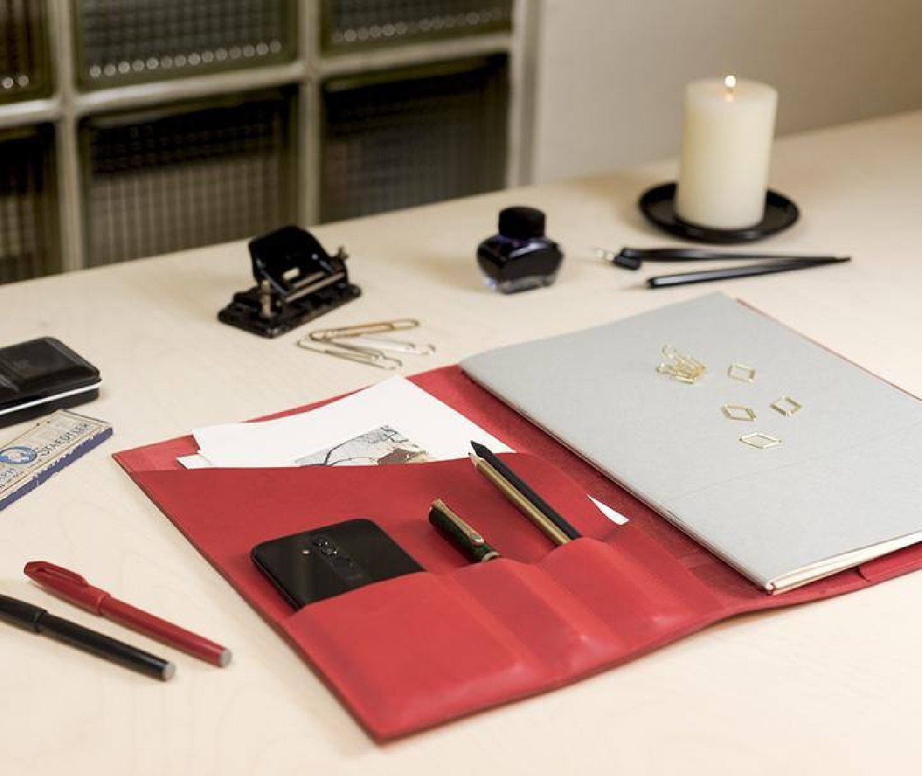Paper Republic A4 Leather Portfolio Red