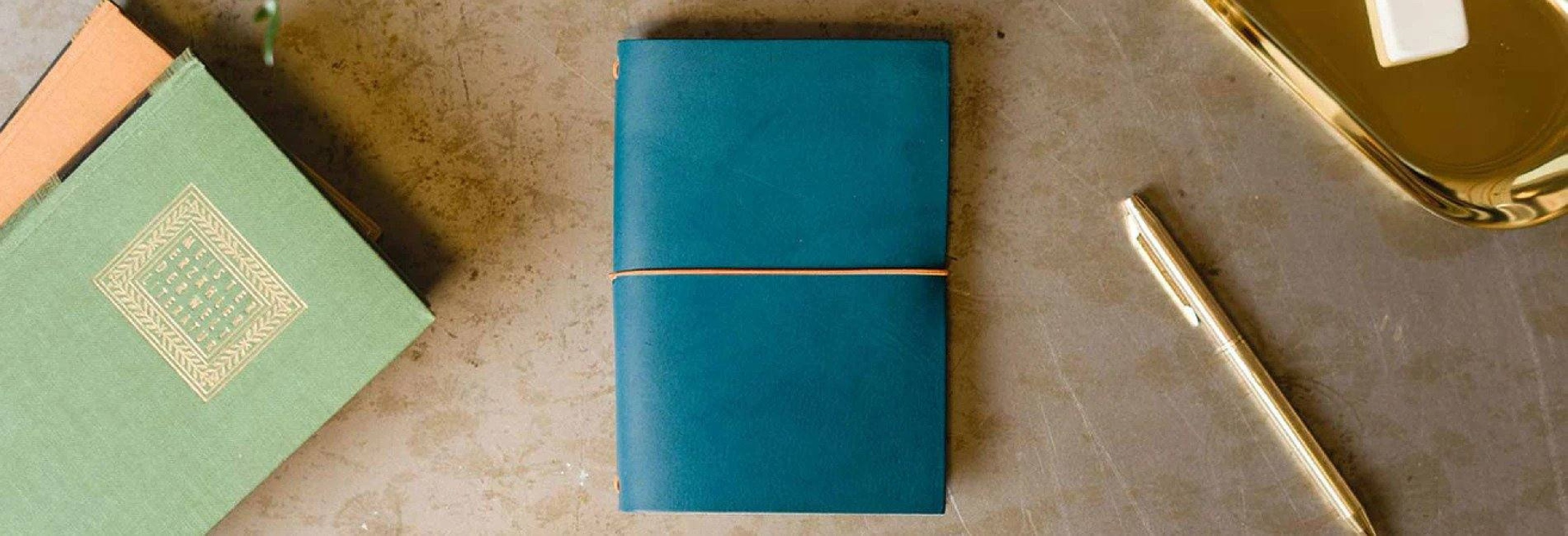 Paper Republic the writers  essentials pocket petrol blue leather journal kit