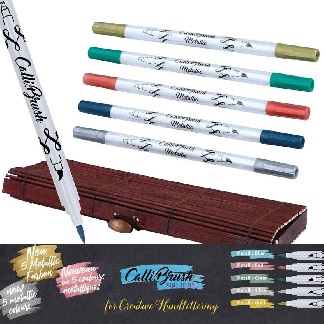 Online Calli.Brush Pen Bamboo Set 5 pcs. Metallic edition, 119089