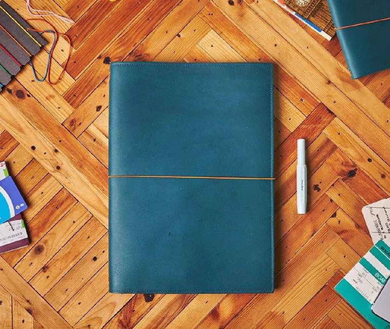 Paper Republic A4 Leather Portfolio Blue Petrol