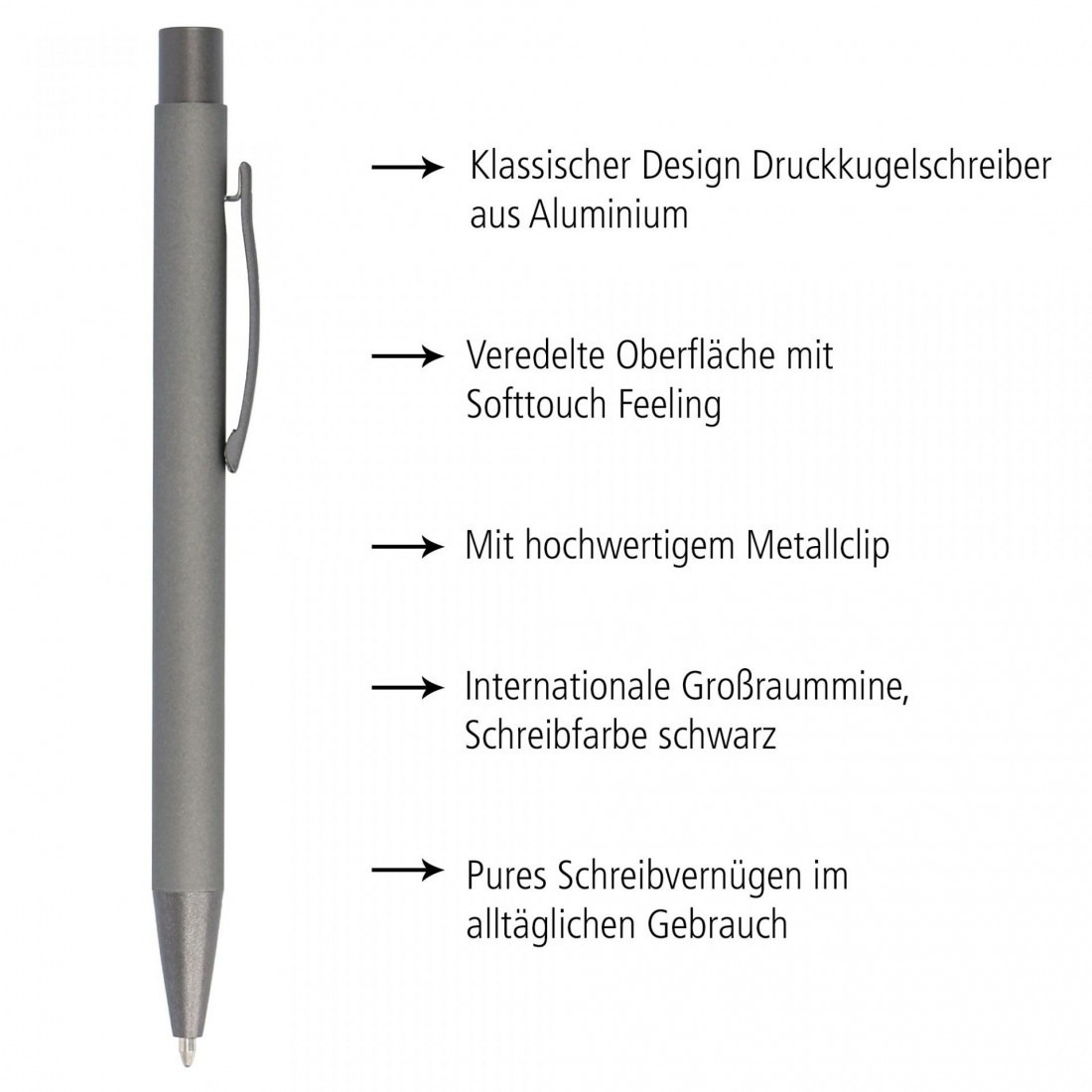 Retractable Ballpen Soft Metal 92318 pure grey ONLINE