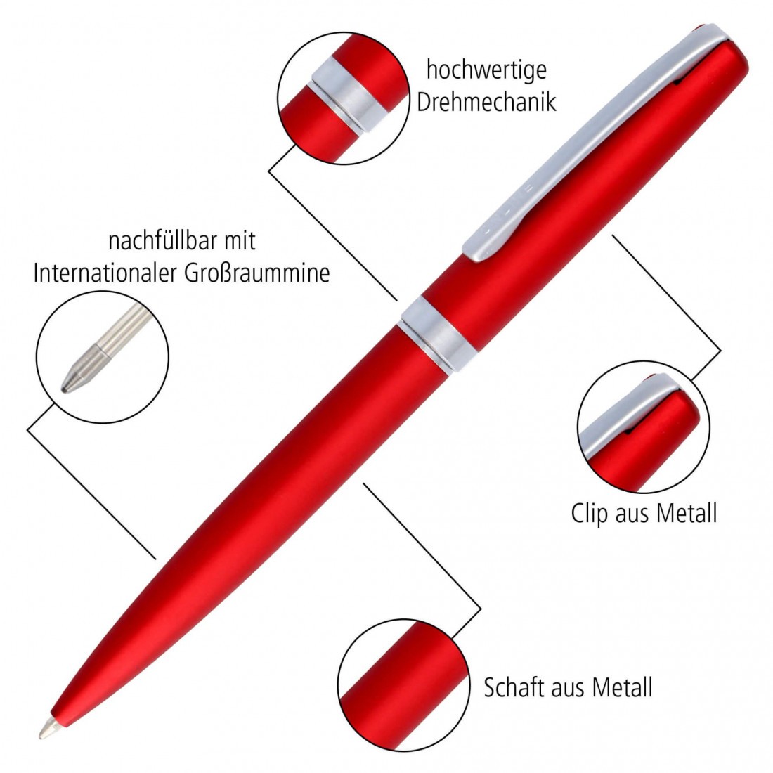 Eleganza Fountain Pen and Ballpen Set Red Style 34647 Online