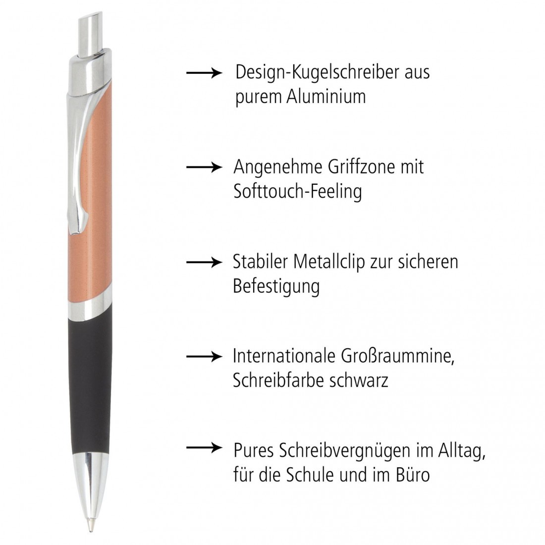 ONLINE  Sporty retractable Ballpen Rose Gold