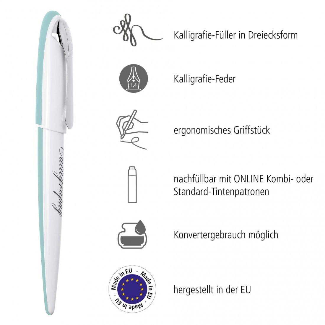 Online Calligraphy pen 1,4mm, Best Writer Air 10048 pastel blue