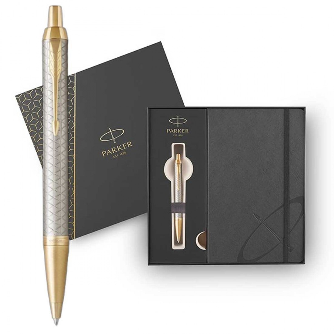 Parker IM Premium Warm Grey GT Set Ballpen and Notebook PA