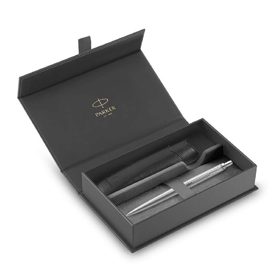 Parker Jotter XL Monochrome stainless steel Ballpen and Black Pouch