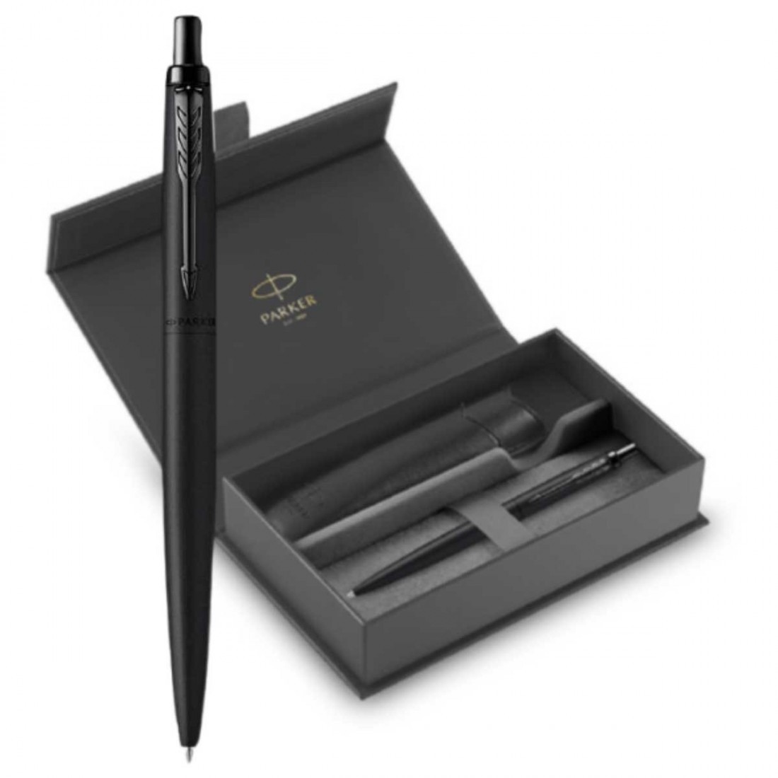Parker Jotter XL Monochrome matte black ballpen and Black Pouch P