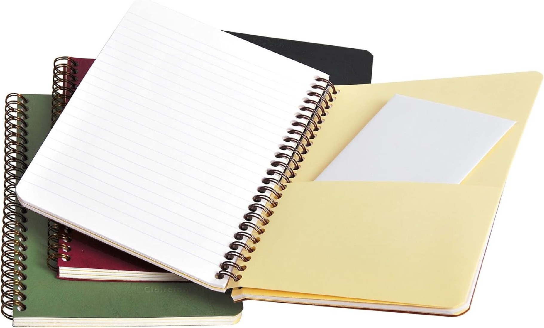 Clairefontaine Rhodia Age Bag Wirebound Notebook (120 Pages) - A5 Size, Lined Rulings, 90gsm Brushed Vellum Paper, Pocket for Loose Documents - Brown Cover 78566c