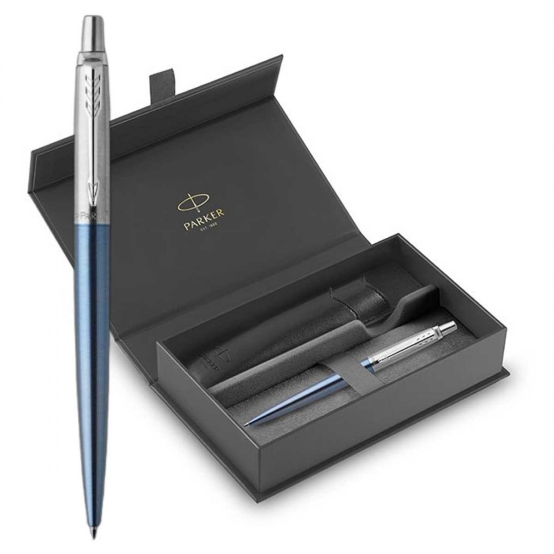 Parker Jotter Core Waterloo Blue CT Ballpen and Black Pouch P