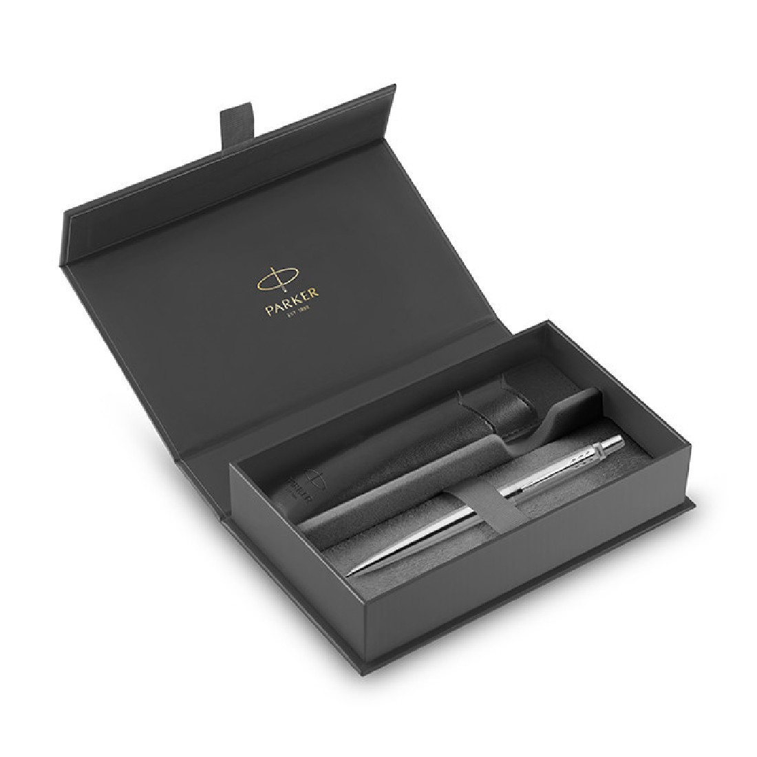 Parker Jotter Core Stainless Steel CT Ballpen and Black Pouch P