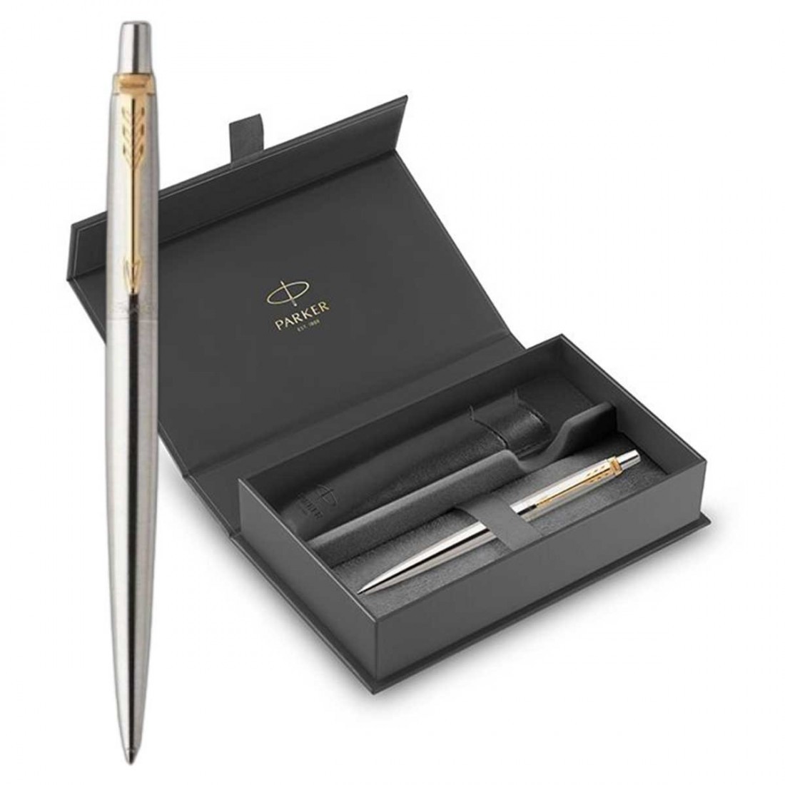 Parker Jotter Core Stainless Steel GT  ballpen and Black Pouch P