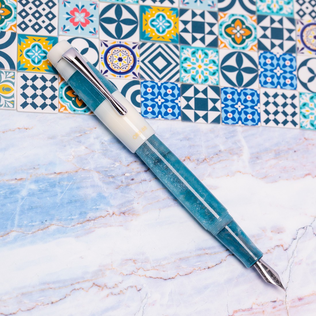 Opus 88 Koloro White-Blue Fountain Pen