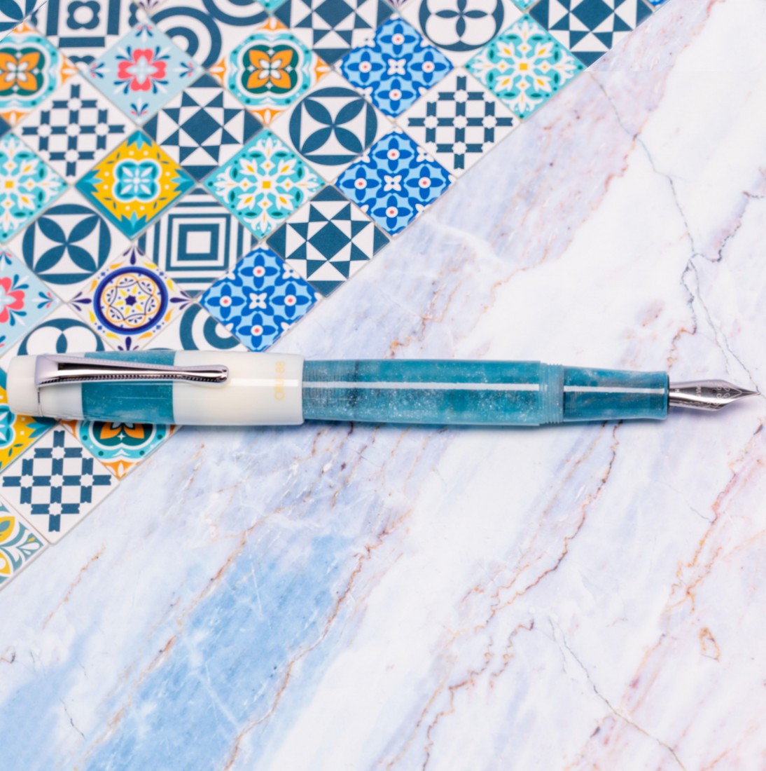 Opus 88 Koloro White-Blue Fountain Pen