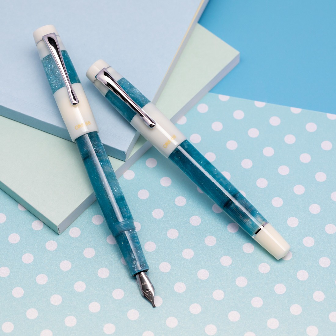 Opus 88 Koloro White-Blue Fountain Pen