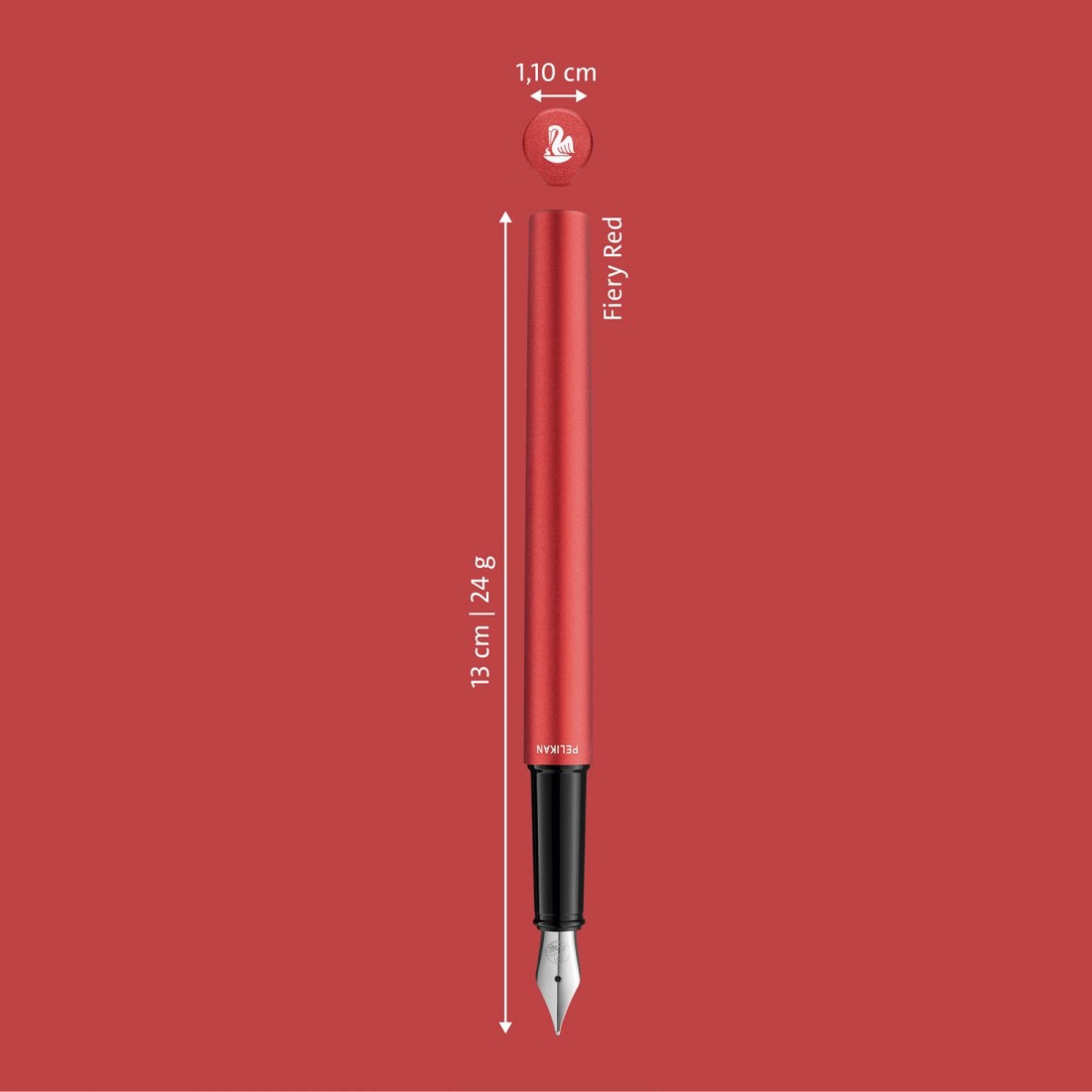 Pelikan Ineo Elements P6 aluminium fountain pen with metal case fiery red