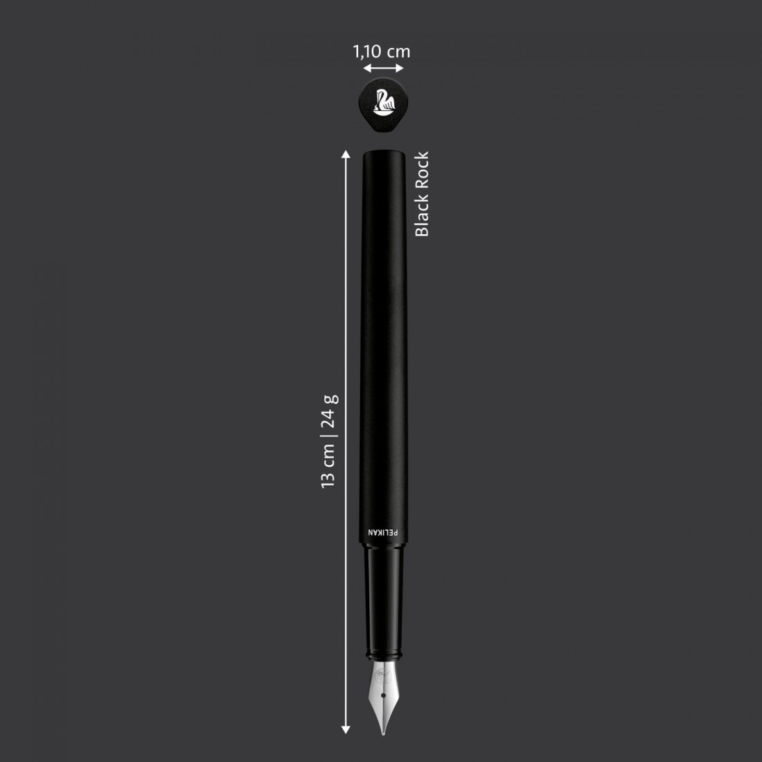 Pelikan Ineo Elements P6 aluminium fountain pen with metal case black rock