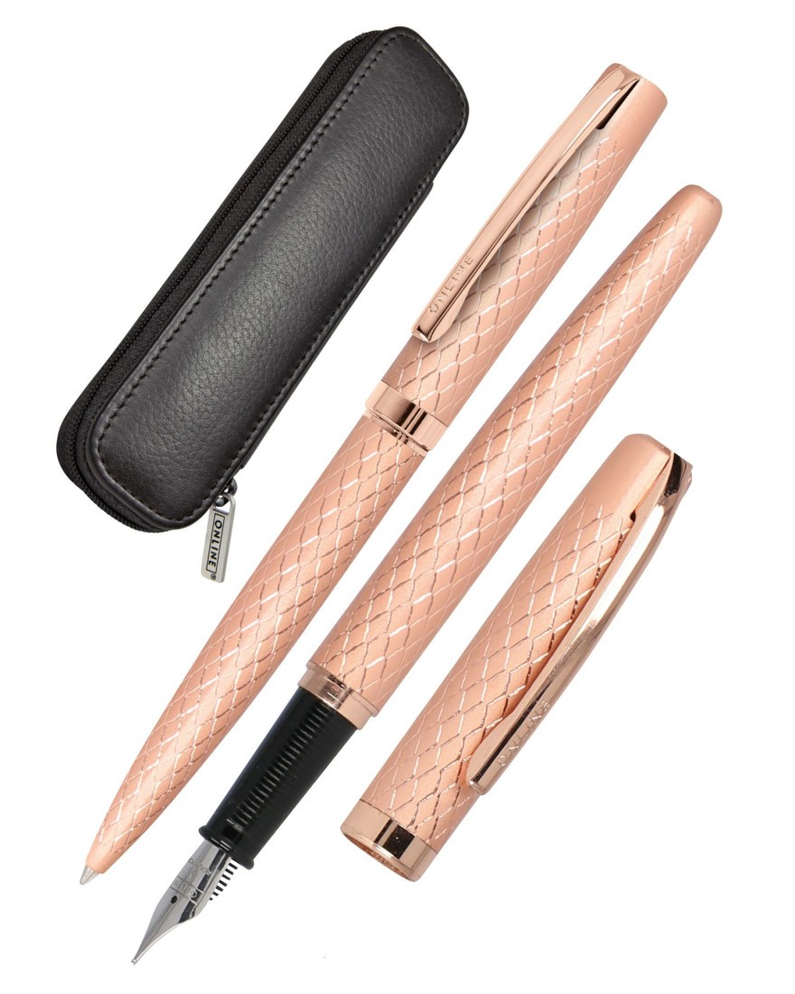 ONLINE Eleganza Fountain Pen and Ballpen Gift Set Diamond 34667 Rosegold