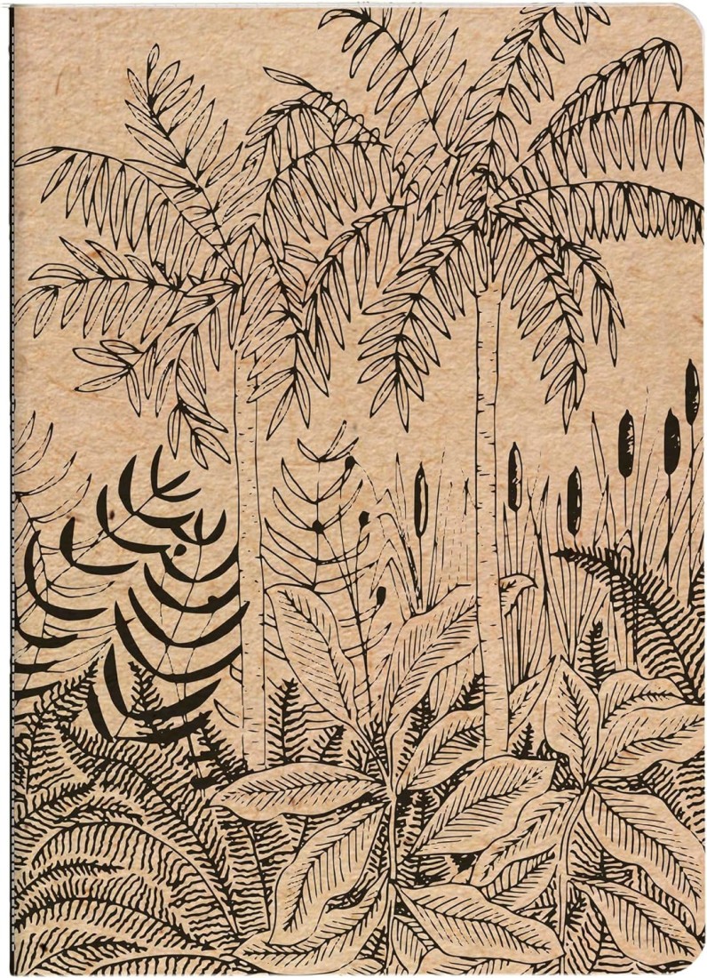 Clairefontaine Rhodia 116037C - A Sewn Notebook with Nature Patterns on Kraft Cover - A5 14.8x21 cm 64 Lined Pages 90g Ivory Paper - Le Cerisier Blanc Collection