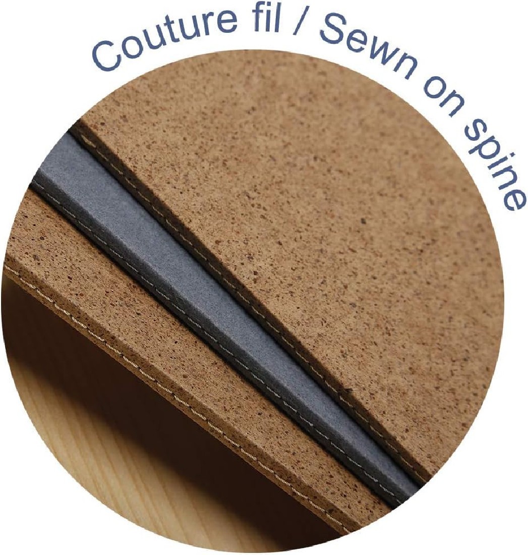 Clairefontaine Rhodia 83524C - A Piqué Sewn Notebook Cover Paper made from Cocoa Shells - A5 14.8x21 cm 96 Lined Pages 90g Ivory Paper - With Flap - Jeans&Cocoa Collection