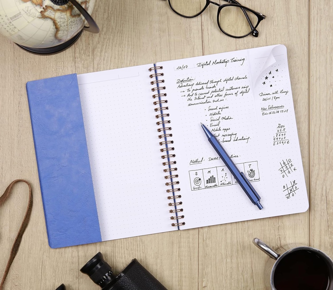 Clairefontaine Rhodia 78343C Age Bag Collection A My.Notes Tobacco Tear-Off Margin Spiral Notebook - A5+ 16x21 cm - 120 DOT Tear-Off Pages - 90 g White Paper - Leather Grain Glossy Card Cover