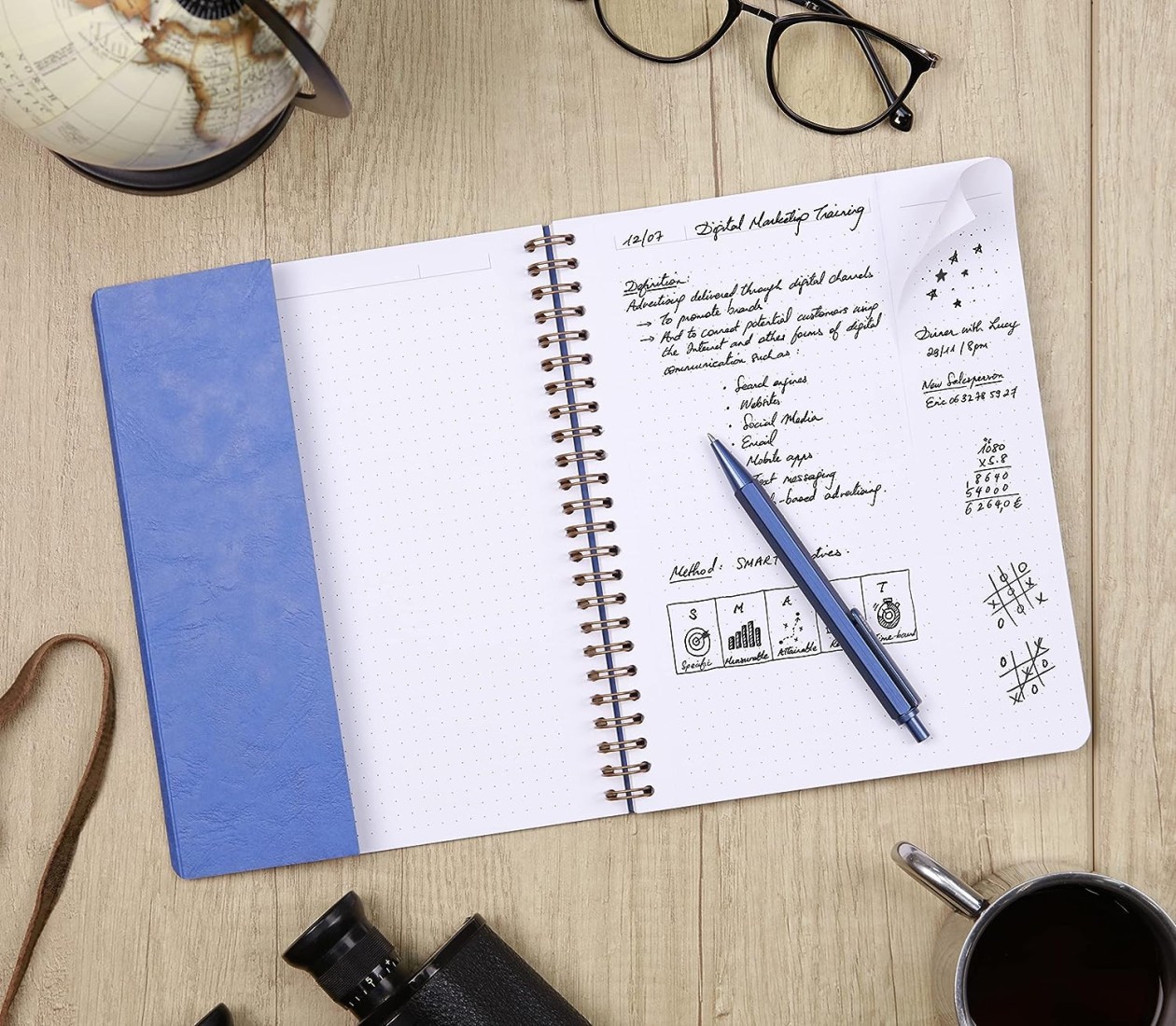 Clairefontaine 78346C Collection Age Bag A My.Notes Tabac Spiral Notebook with Tear-Off Margins - A4 21 x 29.7 cm - 120 Lined Tear-Off Pages - 90g White Paper - Leather Grain Gloss Card Cover