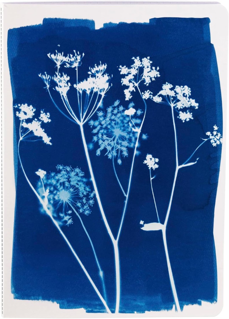 Clairefontaine Rhodia 83502C - A Sewn Notebook Floral / Cyanotype patterns - A5 14.8x21 cm 64 Pages Lined White paper 90g - Grain paper - Cyanotype Collection