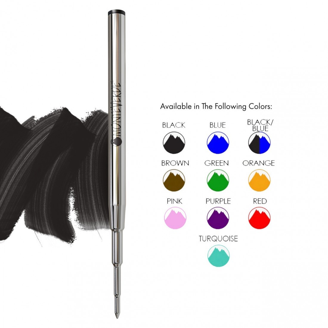 Monteverde USA Soft Roll Ballpoint Refill To Fit Montblanc Ballpoint Pens, Medium Point,  M133, 2pcs.