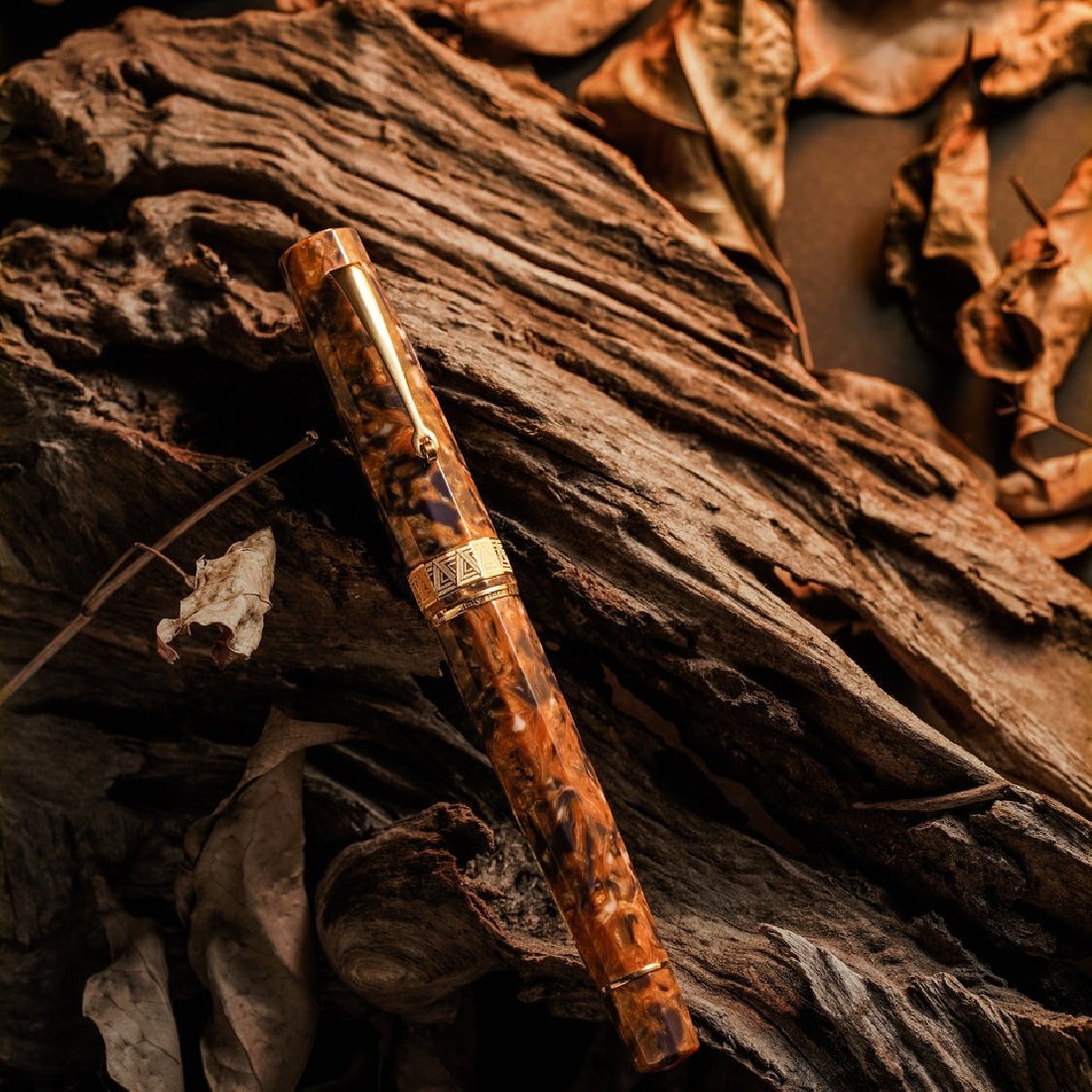 Omas Paragon Blue Saffron Gold Trim Fountain Pen