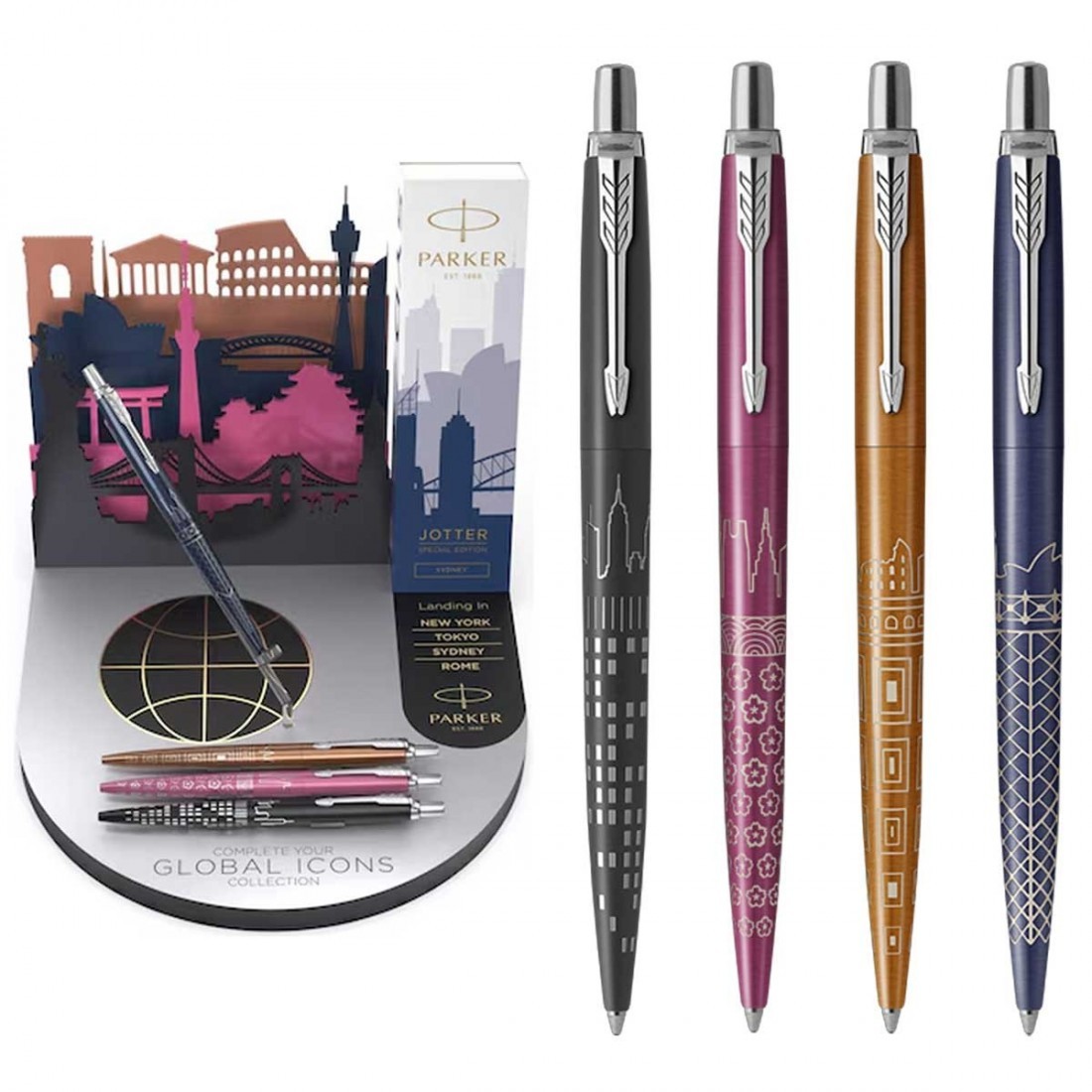 Parker Jotter Global Icons Collectors Bundle (Including Free Collectors Discplay)