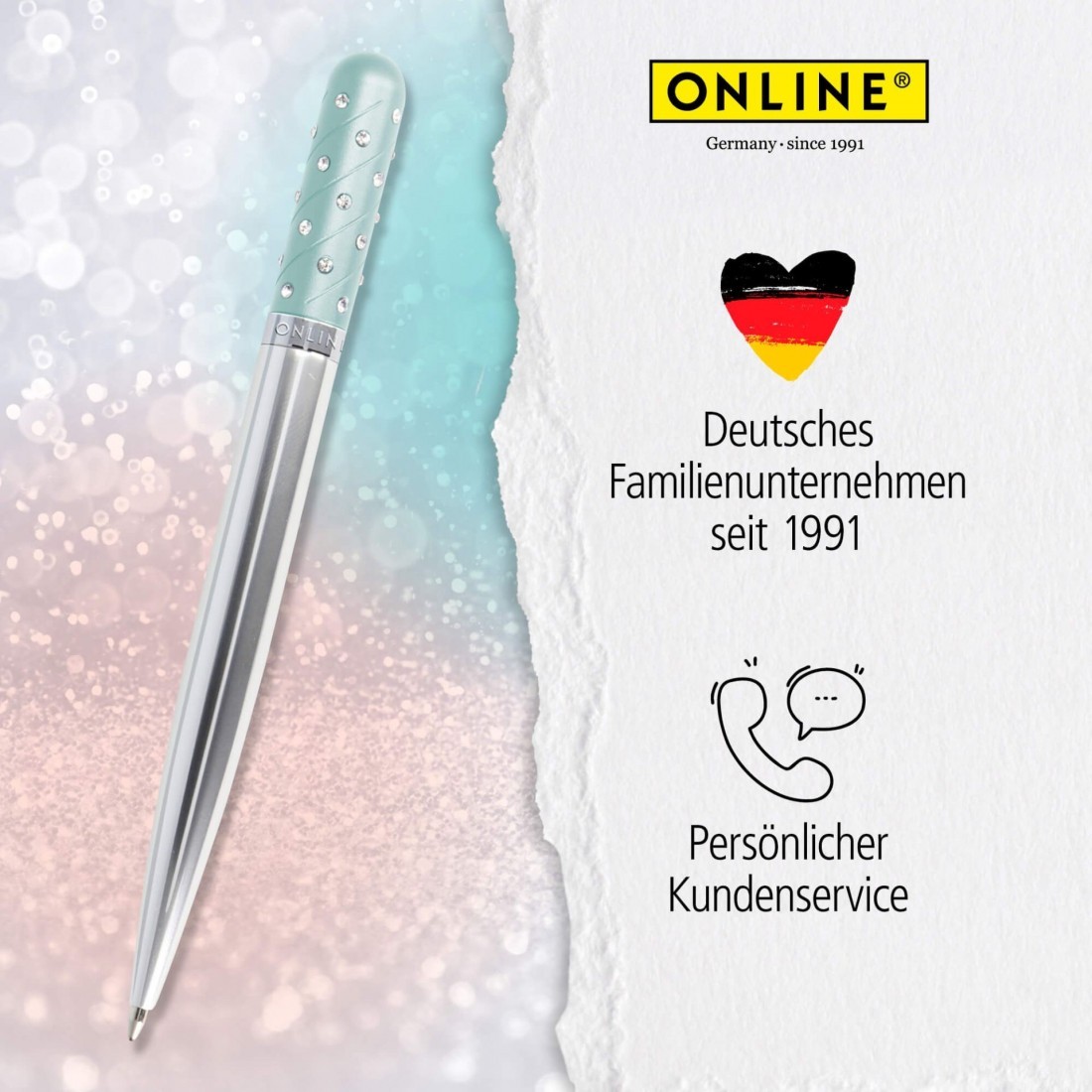 Online Ballpen Crystal Pen Turquoise, metal, in gift box 37079