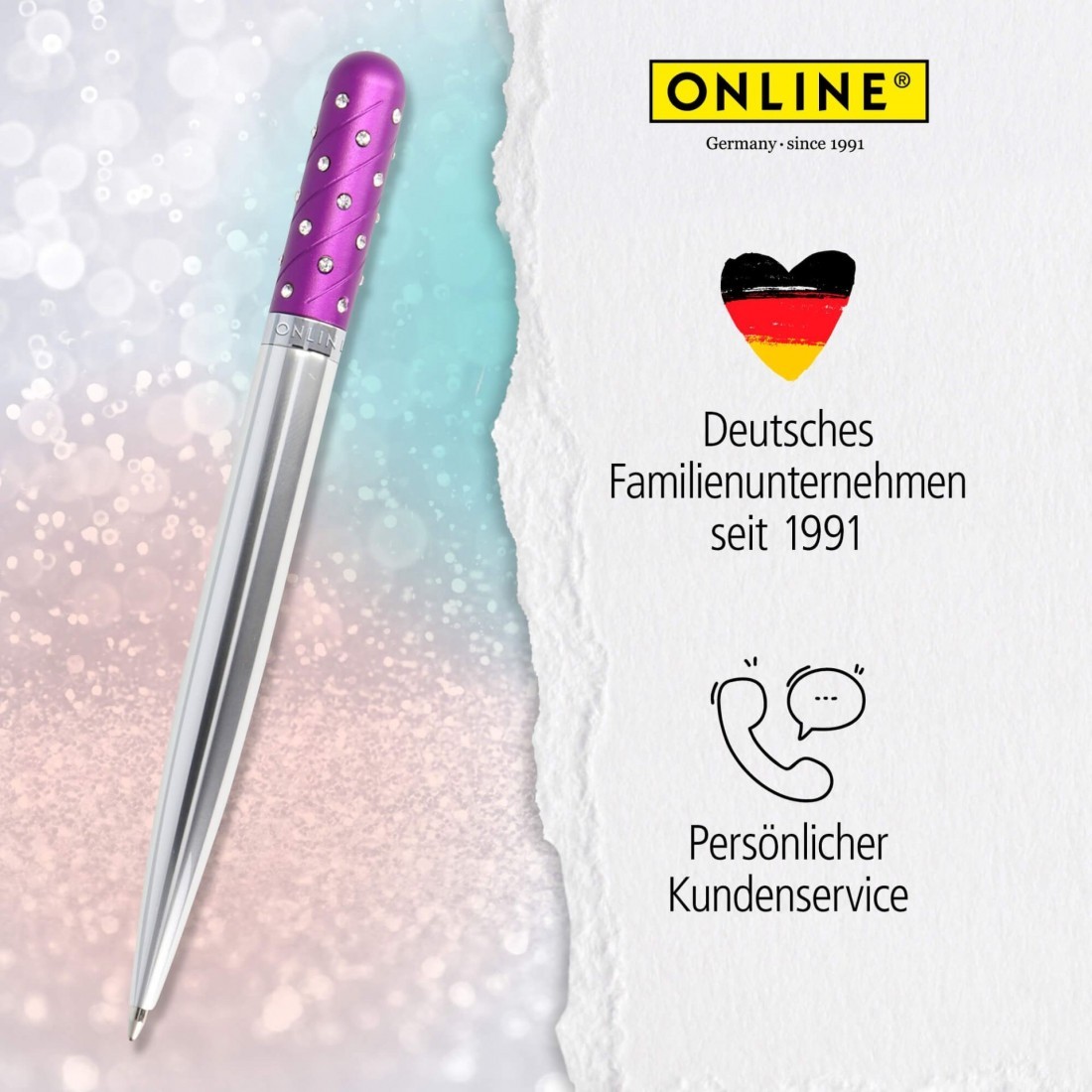 Online Ballpen Crystal Pen Purple, metal, in gift box 37078