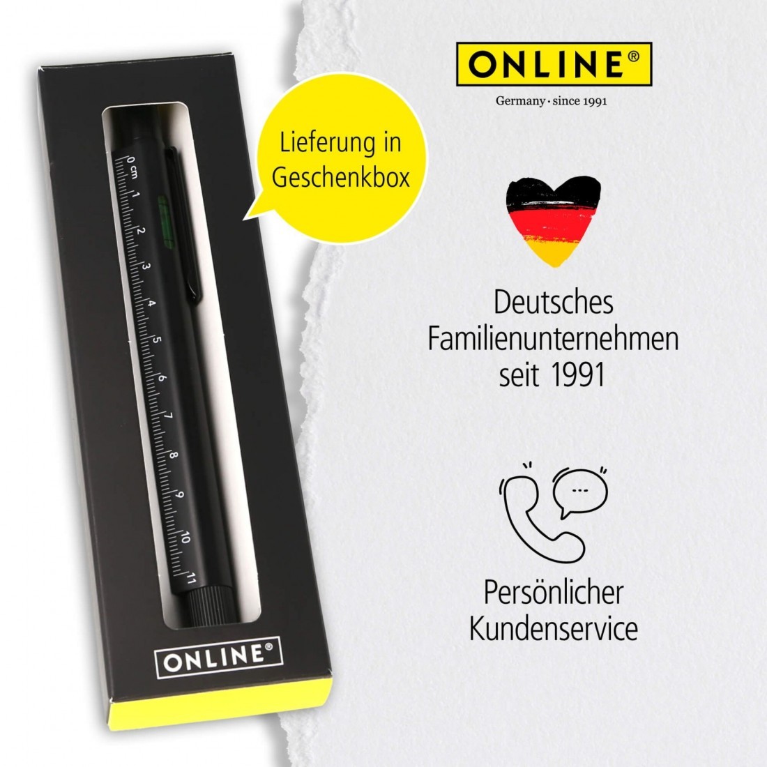 Online Multifunction pen 6 in 1, ballpen and tool, Black, 70171