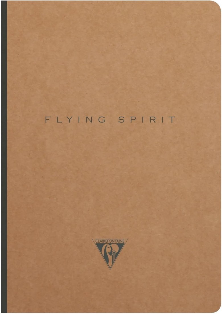 Clairefontaine - 103546C - A Linen Spine Pocket Book - Flying Spirit A5 14.8 x 21 cm 192 Pages Ruled Ivory Paper 90g Brown Kraft Cover