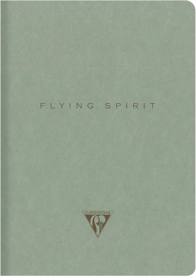 Clairefontaine 107536C - Flying Spirit Green Notebook Textile Stitching 14.8 x 21 cm 96 Pages Ruled  Ivory Paper 90g