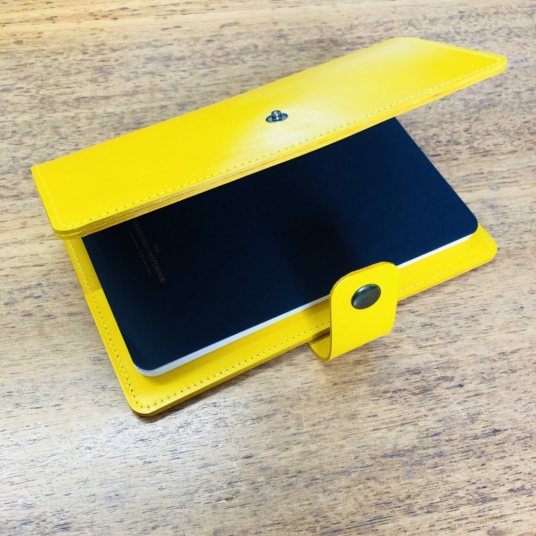 The Burghley Refillable Leather Journal Bright Yellow medium 15x23 Stamford