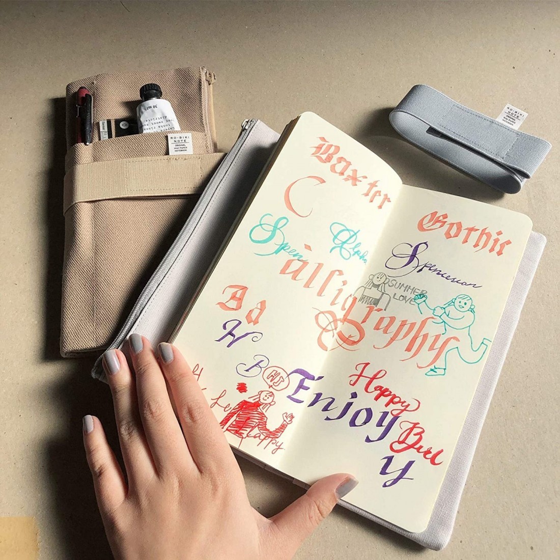 Yamamoto Canvas Cover 22X11,5 cm for Ro-Biki notes grey