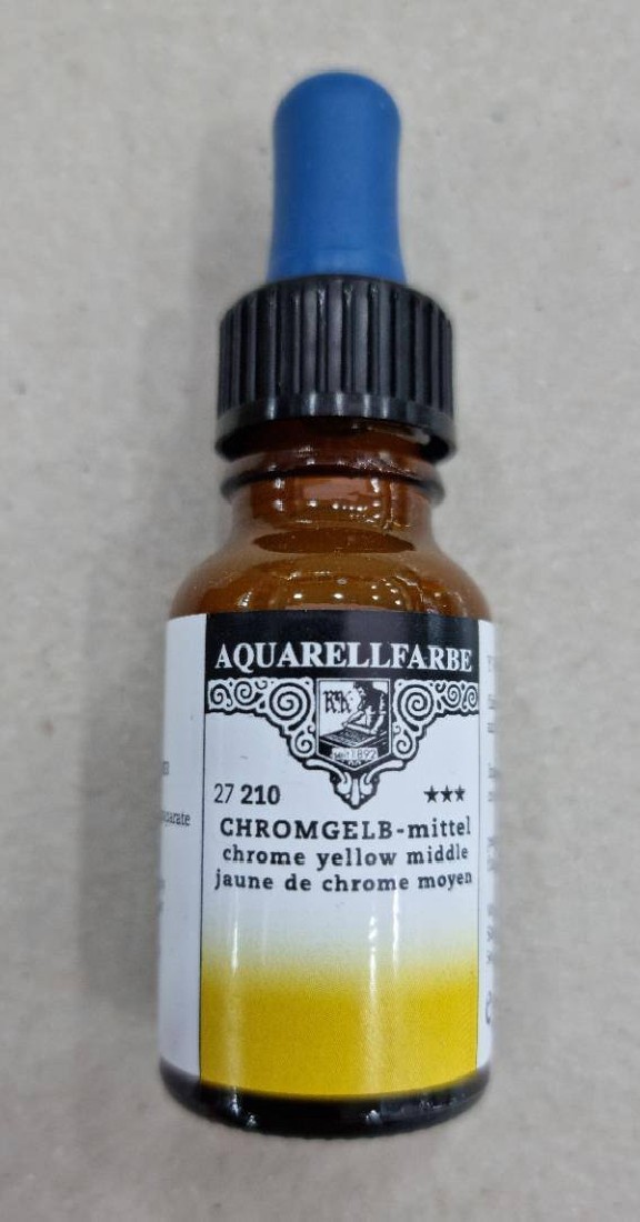 Rohrer & Klingner water colour for artists 12ml pipette bottle Chrome Yellow Middle