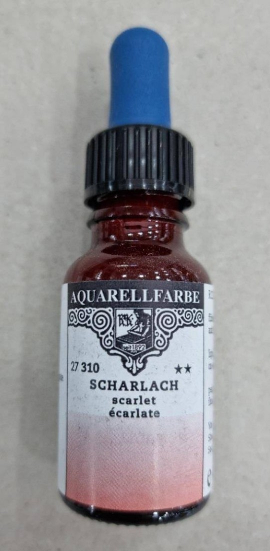 Rohrer & Klingner water colour for artists 12ml pipette bottle Scarlet