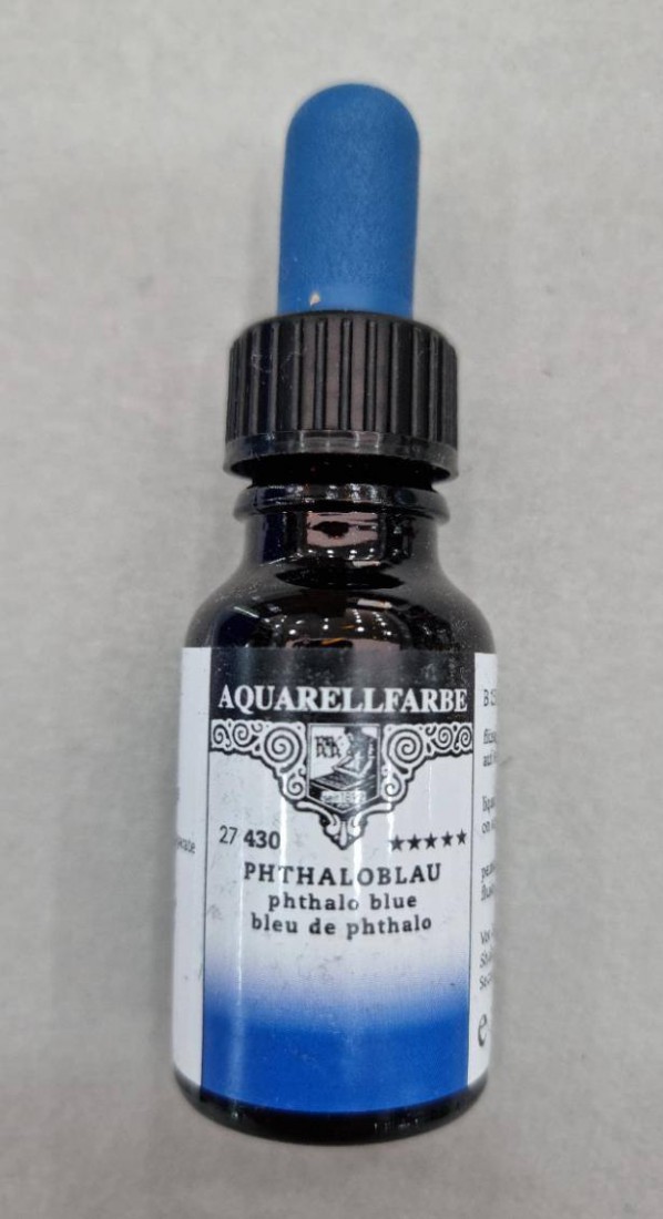 Rohrer & Klingner water colour for artists 12ml pipette bottle Phthalo blue